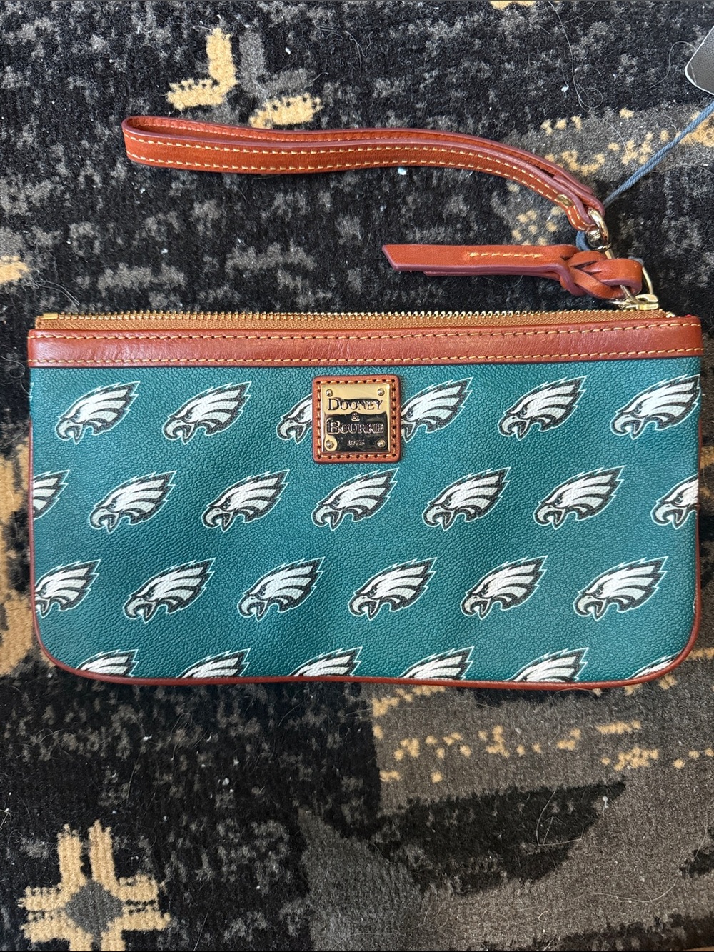 Dooney & Bourke Teal and Brown Philadelphia Eagles Wristlet